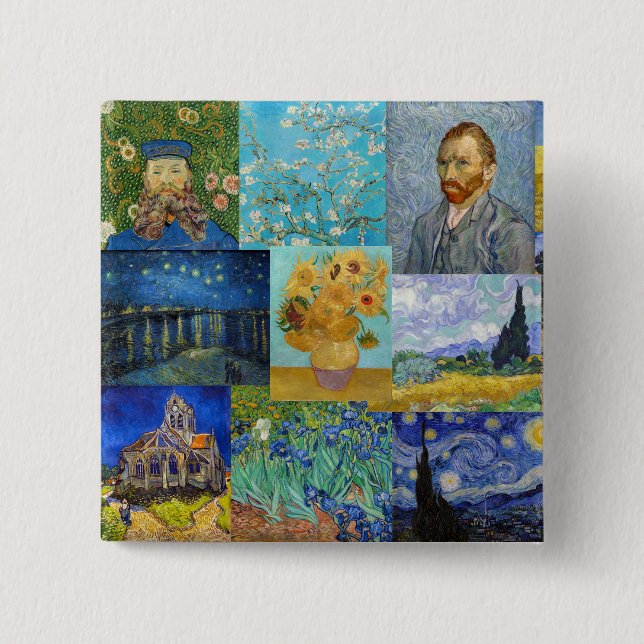 Badge Carré 5 Cm Vincent Van Gogh - Masterpieces Patchwork (Devant)