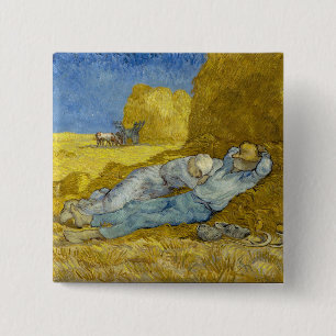 Badge Carré 5 Cm Vincent Van Gogh - Midi, repos du travail / La Sie