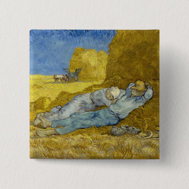 Badge Carré 5 Cm Vincent Van Gogh - Mion, Repos / Travail / Siesta (Devant)