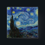 Badge Carré 5 Cm Vincent Van Gogh Nuit étoilée Art fin vintage<br><div class="desc">Vincent Van Gogh Nuit étoilée Art fin vintage Bouton</div>
