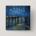 Badge Carré 5 Cm Vincent Van Gogh - Nuit étoilée sur le Rhône<br><div class="desc">Nuit étoilée sur le Rhône / Nuit étoilée sur le Rhône - Vincent Van Gogh en 1888</div>