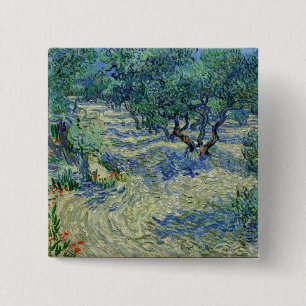 Badge Carré 5 Cm Vincent van Gogh - Olive Orchard