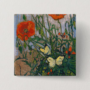 Badge Carré 5 Cm Vincent van Gogh - Papillons et papillons