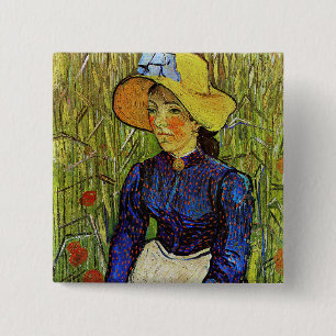 Badge Carré 5 Cm Vincent van Gogh - Peasant Girl in Straw Hat