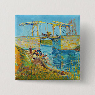 Badge Carré 5 Cm Vincent van Gogh - Pont de Langlois à Arles #1