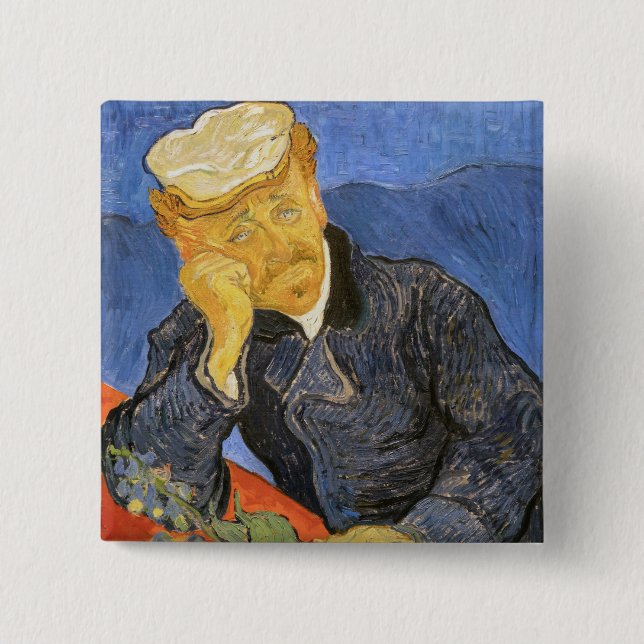 Badge Carré 5 Cm Vincent Van Gogh - Portrait du Docteur Paul Gachet (Devant)