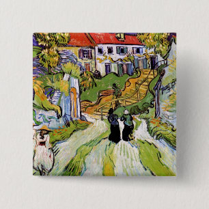Badge Carré 5 Cm Vincent Van Gogh - Rue et escaliers du village