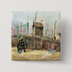 Badge Carré 5 Cm Vincent van Gogh - Scène de rue à Montmartre