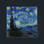 Badge Carré 5 Cm Vincent Van Gogh Starry Nuit Vintage Art<br><div class="desc">Vincent Van Gogh Nuit étoile Bouton d'art Vintage</div>