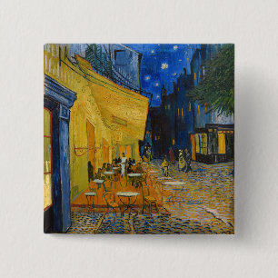 Badge Carré 5 Cm Vincent van Gogh - Terrasse de café la nuit