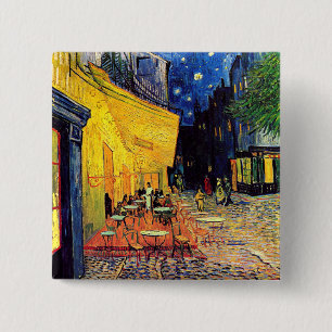 Badge Carré 5 Cm Vincent Van Gogh - Terrasse de café la nuit Beaux-