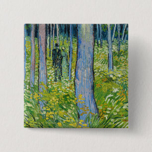 Badge Carré 5 Cm Vincent van Gogh - Undergrowth with Two Figures