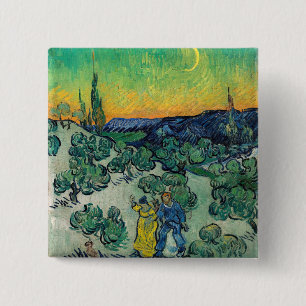Badge Carré 5 Cm Vincent van Gogh - Une promenade au crépuscule