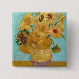 Badge Carré 5 Cm Vincent Van Gogh - Vase avec douze tournesols