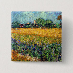 Badge Carré 5 Cm Vincent Van Gogh - Vue d'Arles avec des iris