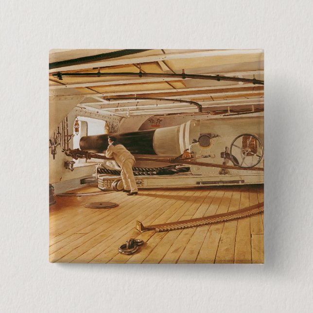 Badge Carré 5 Cm Vingt-sept canons de livre sur un cuirassé (Devant)