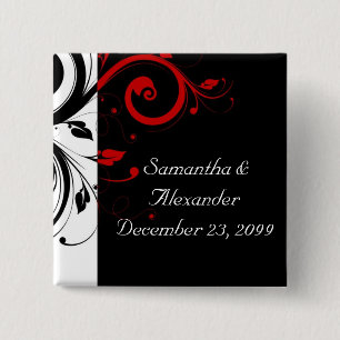 Badge Carré 5 Cm Vins Tourbillonnant noirs et rouges