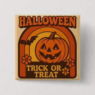 Badge Carré 5 Cm Vintage 1970 Trick or Treat Halloween