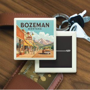 Badge Carré 5 Cm Vintage Bozeman Montana