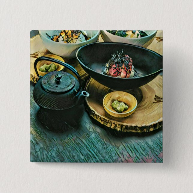 Badge Carré 5 Cm Vintage cadeau sushi (Devant)