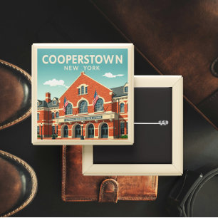 Badge Carré 5 Cm Vintage Cooperstown New York