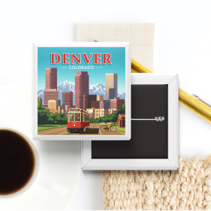 Badge Carré 5 Cm Vintage Denver Colorado