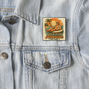 Badge Carré 5 Cm Vintage drôle Trump Amérique du Golfe 2025