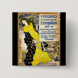 Badge Carré 5 Cm Vintage : Exposition internationale de Madrid, 189