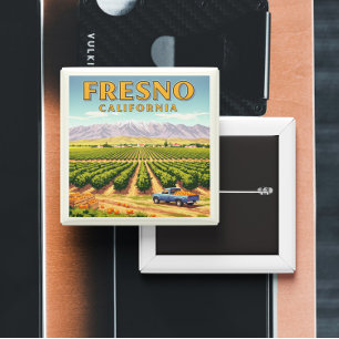 Badge Carré 5 Cm Vintage Fresno Californie