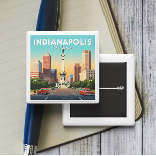 Badge Carré 5 Cm Vintage Indianapolis Indiana