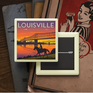 Badge Carré 5 Cm Vintage Louisville Kentucky