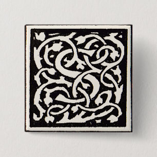 Badge Carré 5 Cm Vintage Monogram S Art Nouveau Letter
