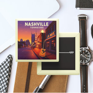 Badge Carré 5 Cm Vintage Nashville Tennessee