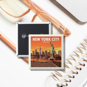 Badge Carré 5 Cm Vintage New York