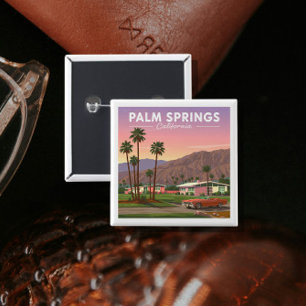Badge Carré 5 Cm Vintage Palm Springs Californie