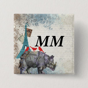 Badge Carré 5 Cm Vintage rhino