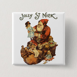 Badge Carré 5 Cm Vintage Santa Claus St. Nickn Art Print