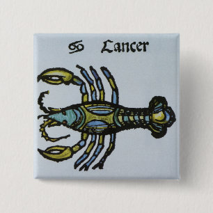 Badge Carré 5 Cm Vintage Sign of the Zodiac, Cancer the Crab