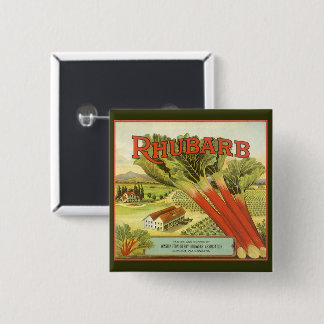 Badge Carré 5 Cm Vintage Végétal Can Étiquette Art, Rhubarb Farm