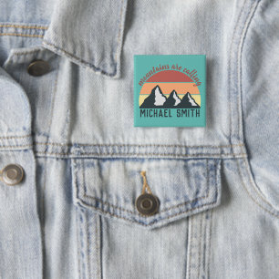 Badge Carré 5 Cm Vintages pastels montagnes appellent mongram ciel