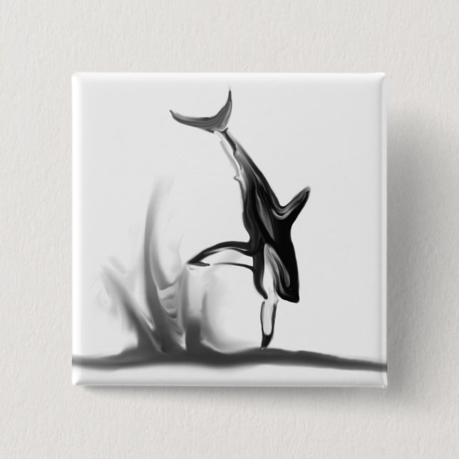 Badge Carré 5 Cm Violation du grand requin blanc chassant un joint (Devant)