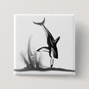 Badge Carré 5 Cm Violation du grand requin blanc chassant un joint