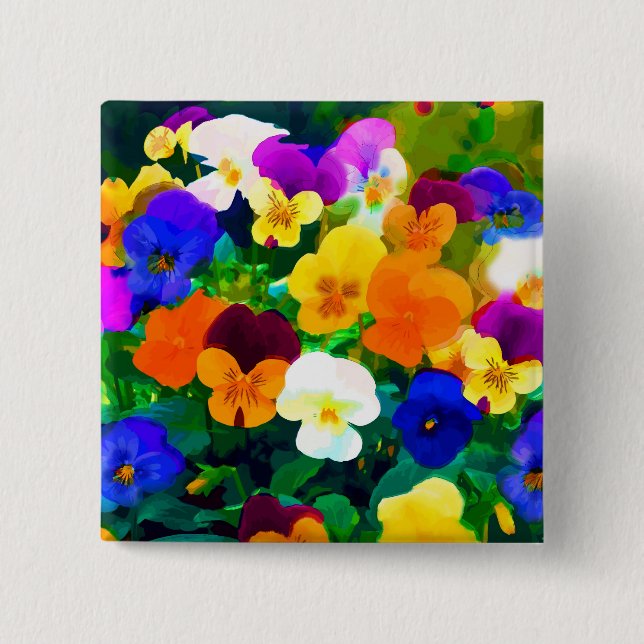 Badge Carré 5 Cm Violettes peintes (2012 (Devant)