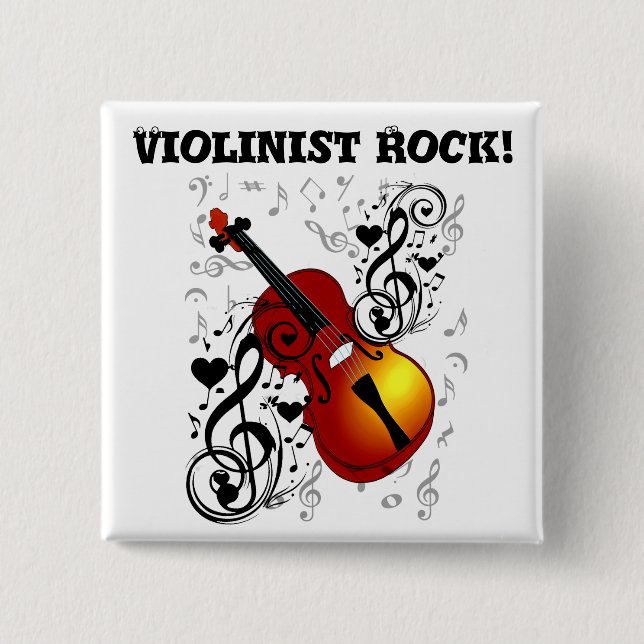 Badge Carré 5 Cm Violoniste, Rock House_ (Devant)