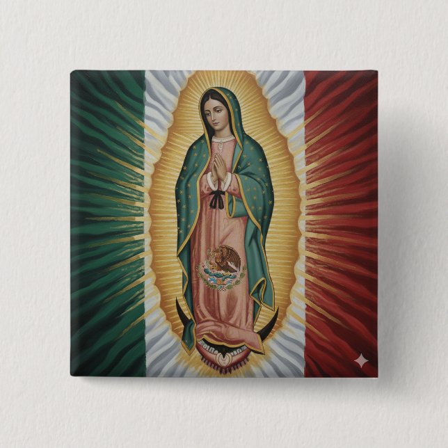 Badge Carré 5 Cm Virgen de Guadalupe - Mexico (Devant)