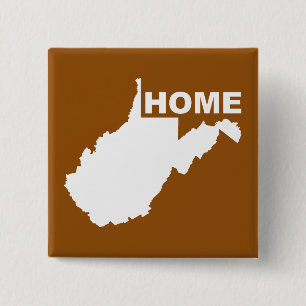 Badge Carré 5 Cm Virginie Occidentale Maison loin de l'état Bouton 
