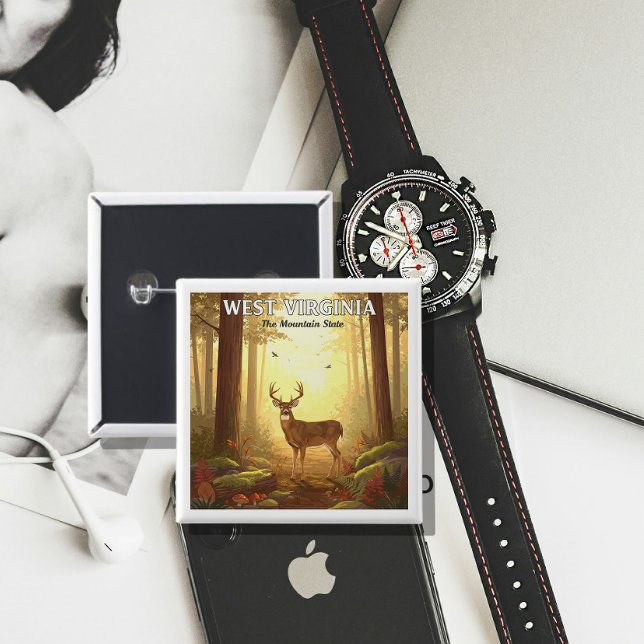 Badge Carré 5 Cm Virginie-Occidentale vintage (Créateur téléchargé)