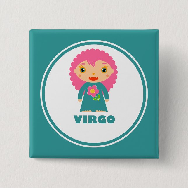 Badge Carré 5 Cm Virgo est mon signe zodiaque (Devant)