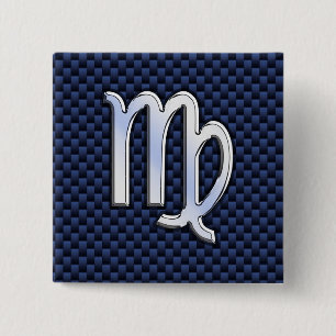 Badge Carré 5 Cm Virgo Zodiac sur Navy Blue Carbon Fibre Style d'im