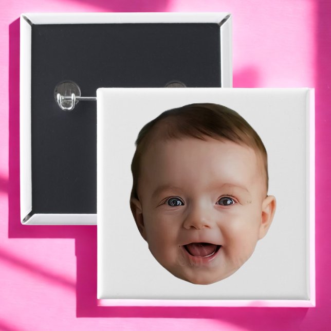 Badge Carré 5 Cm Visage de bébé personnalisé, Photo personnalisée d (Créateur téléchargé)